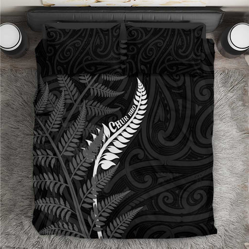 New Zealand Chur Bro Bedding Set Maori Koru With Silver Fern