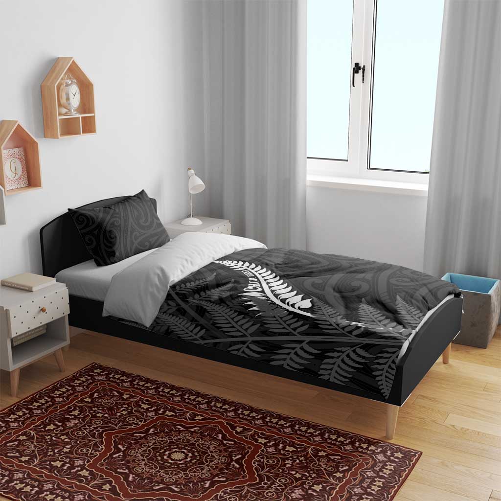 New Zealand Chur Bro Bedding Set Maori Koru With Silver Fern