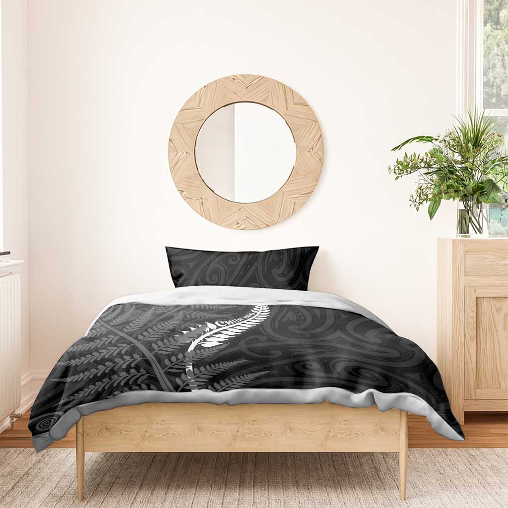 New Zealand Chur Bro Bedding Set Maori Koru With Silver Fern