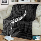 New Zealand Chur Bro Blanket Maori Koru With Silver Fern