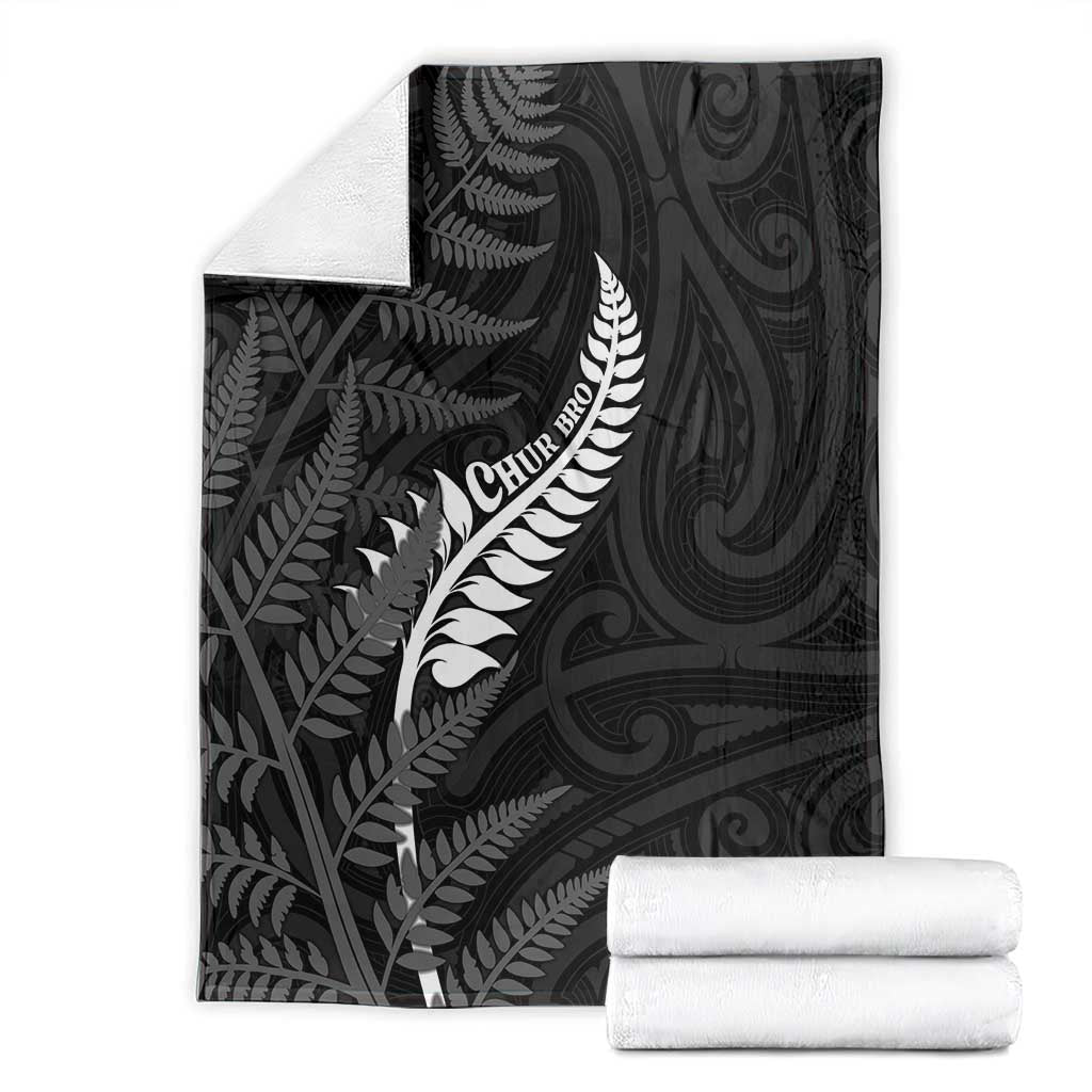New Zealand Chur Bro Blanket Maori Koru With Silver Fern