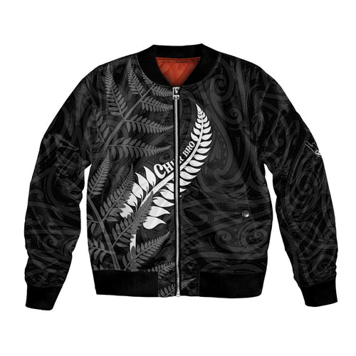Personalised New Zealand Chur Bro Bomber Jacket Maori Koru With Silver Fern