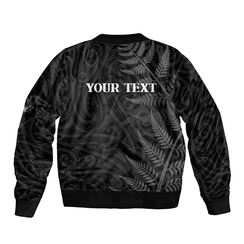 Personalised New Zealand Chur Bro Bomber Jacket Maori Koru With Silver Fern