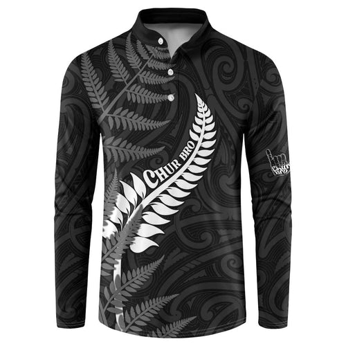 Personalised New Zealand Chur Bro Button Sweatshirt Maori Koru With Silver Fern