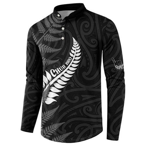 Personalised New Zealand Chur Bro Button Sweatshirt Maori Koru With Silver Fern