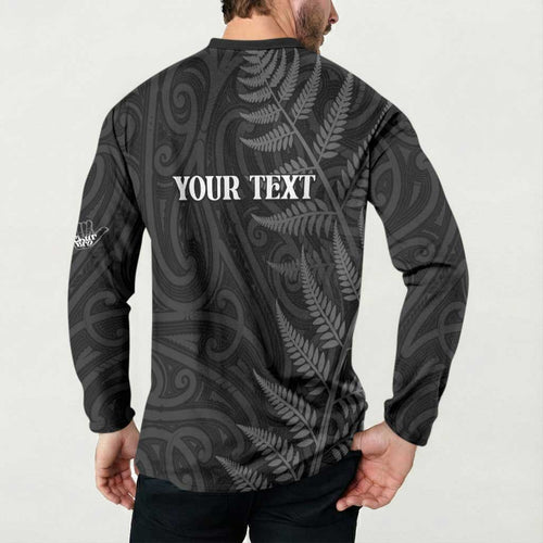 Personalised New Zealand Chur Bro Button Sweatshirt Maori Koru With Silver Fern