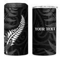 Personalised New Zealand Chur Bro 4 in 1 Can Cooler Tumbler Maori Koru With Silver Fern
