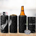 Personalised New Zealand Chur Bro 4 in 1 Can Cooler Tumbler Maori Koru With Silver Fern