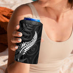 Personalised New Zealand Chur Bro 4 in 1 Can Cooler Tumbler Maori Koru With Silver Fern