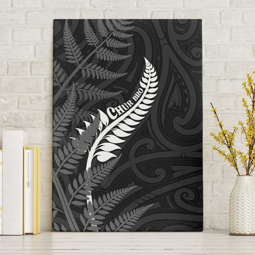 New Zealand Chur Bro Canvas Wall Art Maori Koru With Silver Fern