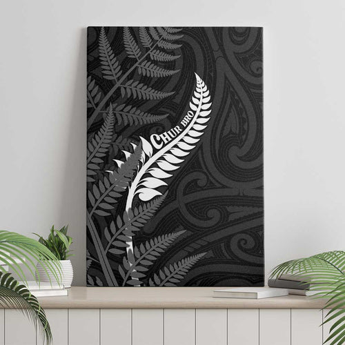 New Zealand Chur Bro Canvas Wall Art Maori Koru With Silver Fern