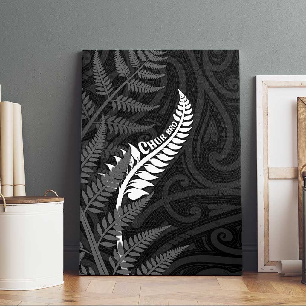 New Zealand Chur Bro Canvas Wall Art Maori Koru With Silver Fern
