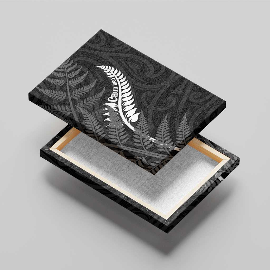 New Zealand Chur Bro Canvas Wall Art Maori Koru With Silver Fern