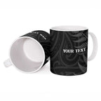 Personalised New Zealand Chur Bro Ceramic Mug Maori Koru With Silver Fern