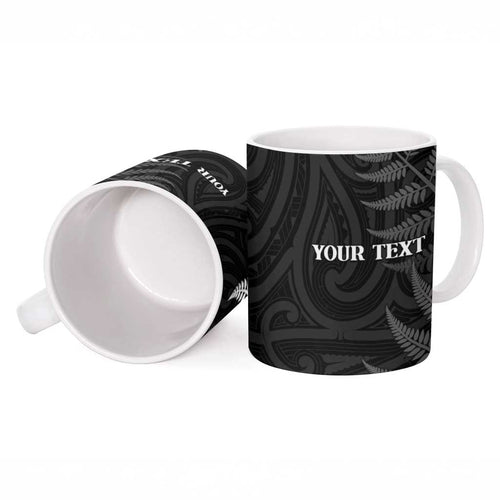 Personalised New Zealand Chur Bro Ceramic Mug Maori Koru With Silver Fern