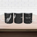 Personalised New Zealand Chur Bro Ceramic Mug Maori Koru With Silver Fern