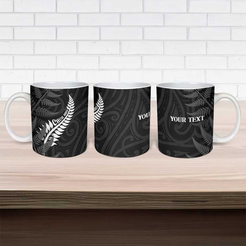 Personalised New Zealand Chur Bro Ceramic Mug Maori Koru With Silver Fern