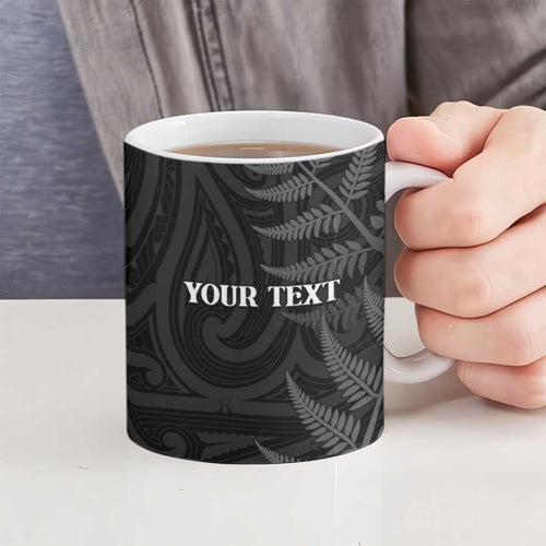 Personalised New Zealand Chur Bro Ceramic Mug Maori Koru With Silver Fern