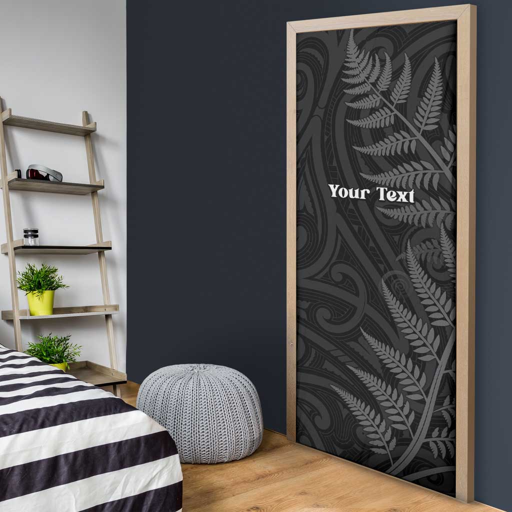 Personalised New Zealand Chur Bro Door Cover Maori Koru With Silver Fern