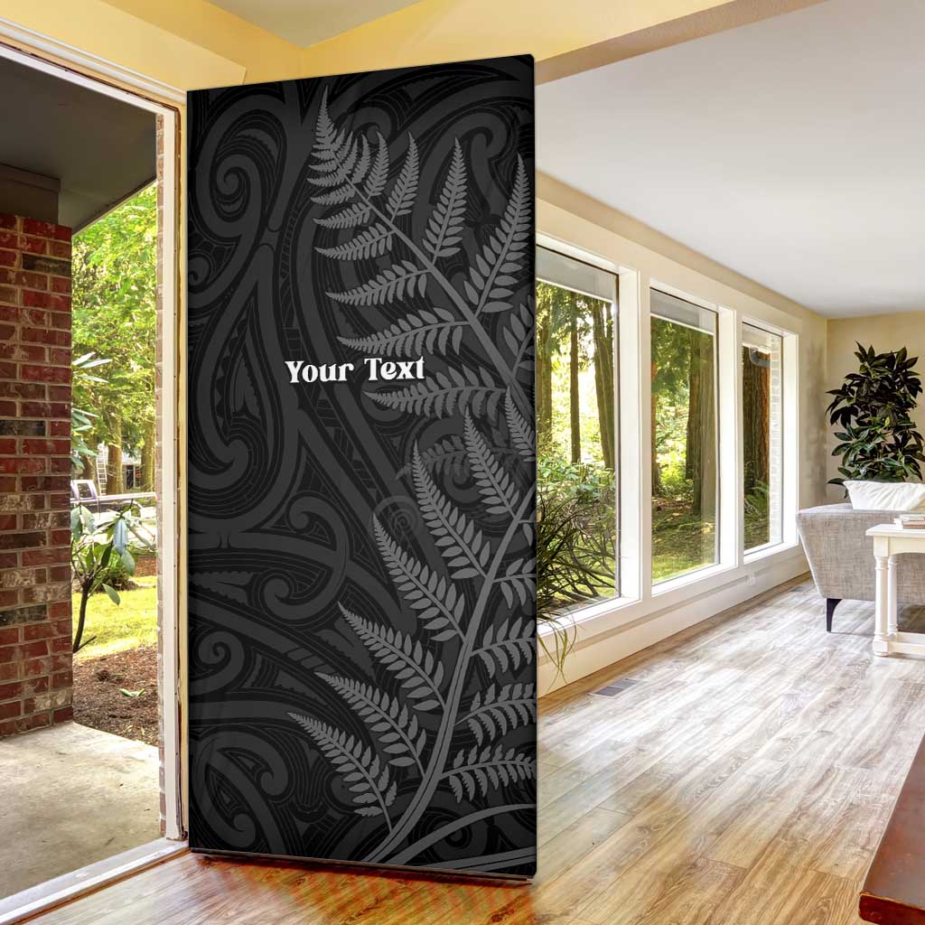 Personalised New Zealand Chur Bro Door Cover Maori Koru With Silver Fern