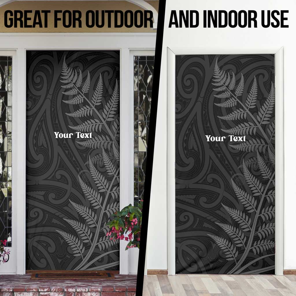 Personalised New Zealand Chur Bro Door Cover Maori Koru With Silver Fern