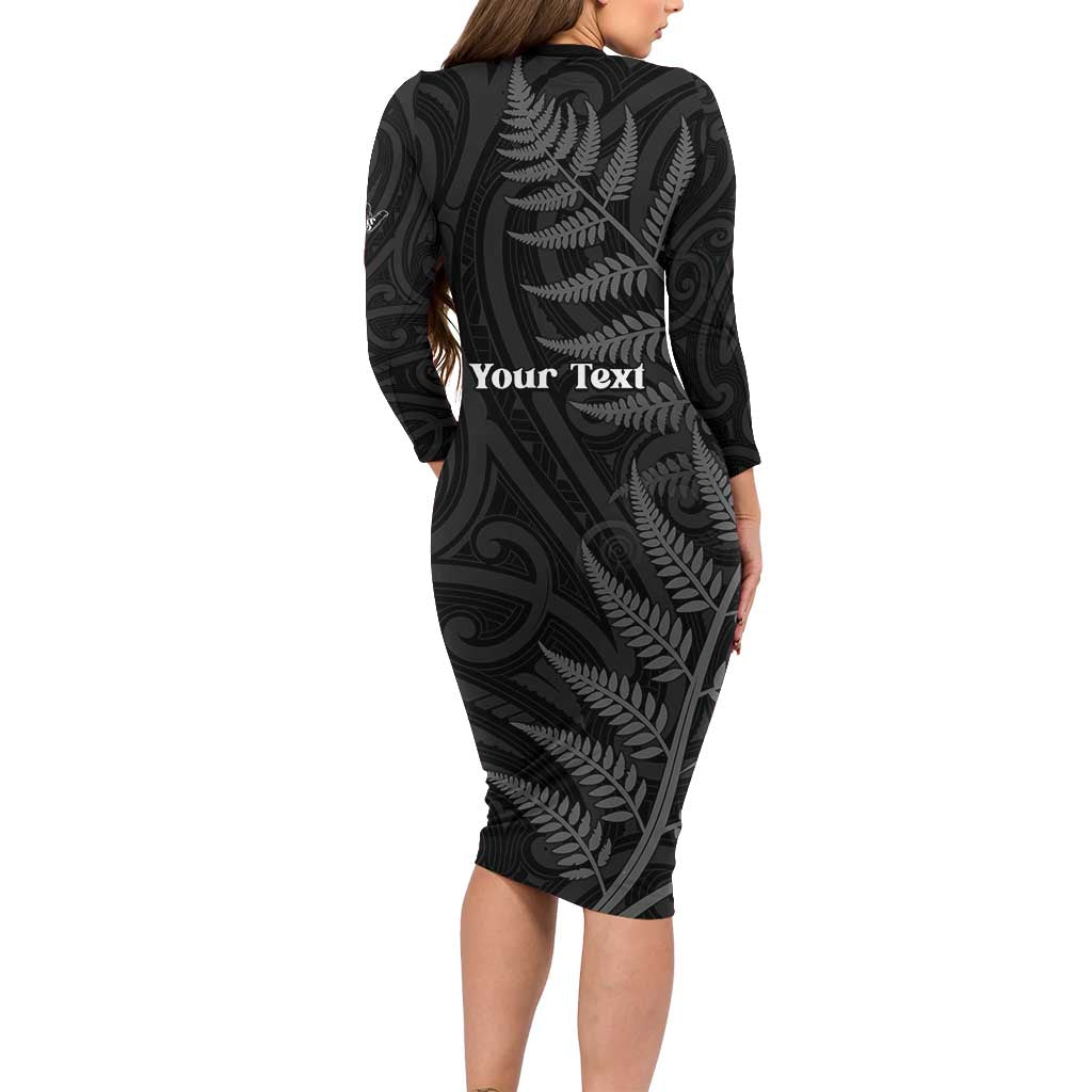 Personalised New Zealand Chur Bro Family Matching Long Sleeve Bodycon Dress and Hawaiian Shirt Maori Koru With Silver Fern