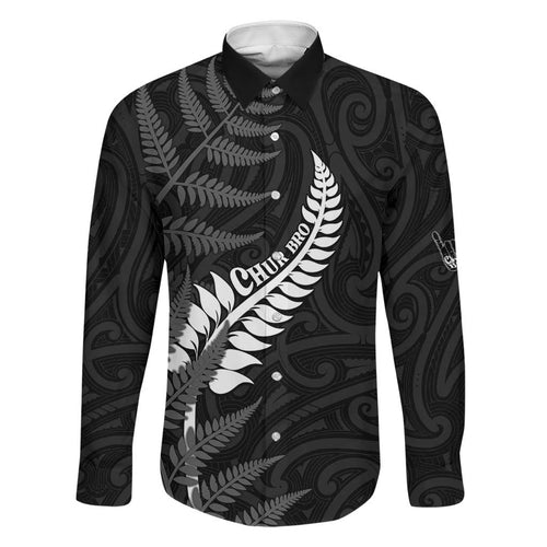 Personalised New Zealand Chur Bro Family Matching Puletasi and Hawaiian Shirt Maori Koru With Silver Fern