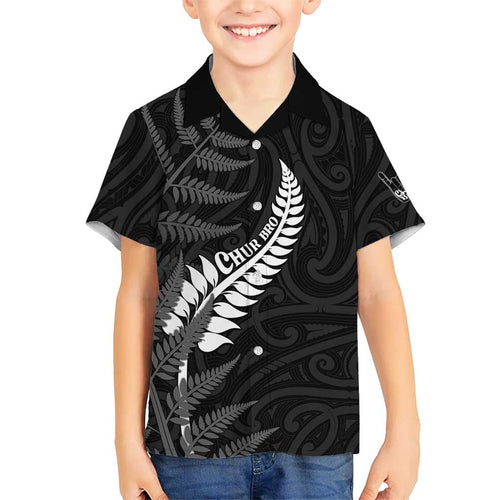 Personalised New Zealand Chur Bro Family Matching Puletasi and Hawaiian Shirt Maori Koru With Silver Fern