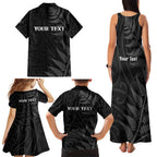 Personalised New Zealand Chur Bro Family Matching Tank Maxi Dress and Hawaiian Shirt Maori Koru With Silver Fern