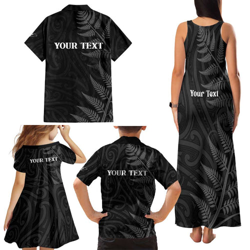 Personalised New Zealand Chur Bro Family Matching Tank Maxi Dress and Hawaiian Shirt Maori Koru With Silver Fern