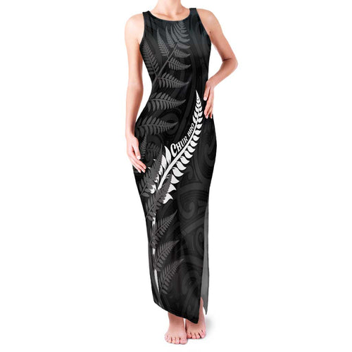 Personalised New Zealand Chur Bro Family Matching Tank Maxi Dress and Hawaiian Shirt Maori Koru With Silver Fern