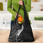 New Zealand Chur Bro Grocery Bag Maori Koru With Silver Fern
