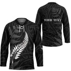 Personalised New Zealand Chur Bro Hockey Jersey Maori Koru With Silver Fern