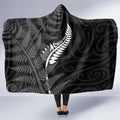 New Zealand Chur Bro Hooded Blanket Maori Koru With Silver Fern
