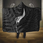 New Zealand Chur Bro Hooded Blanket Maori Koru With Silver Fern