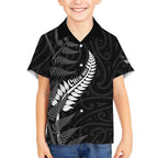 Personalised New Zealand Chur Bro Kid Hawaiian Shirt Maori Koru With Silver Fern