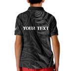 Personalised New Zealand Chur Bro Kid Polo Shirt Maori Koru With Silver Fern