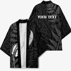 Personalised New Zealand Chur Bro Kimono Maori Koru With Silver Fern