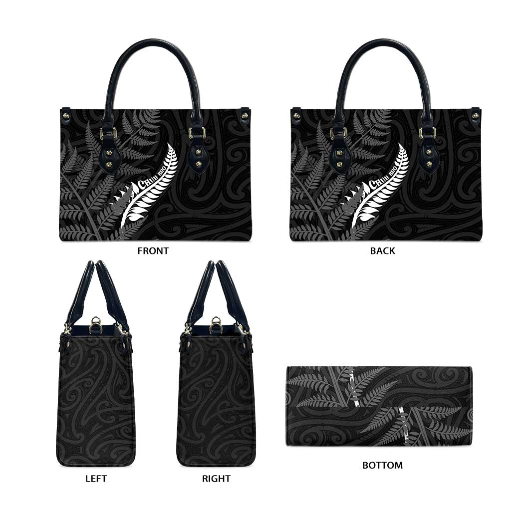 New Zealand Chur Bro Leather Bag Maori Koru With Silver Fern