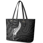New Zealand Chur Bro Leather Tote Bag Maori Koru With Silver Fern
