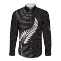 Personalised New Zealand Chur Bro Long Sleeve Button Shirt Maori Koru With Silver Fern
