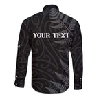Personalised New Zealand Chur Bro Long Sleeve Button Shirt Maori Koru With Silver Fern