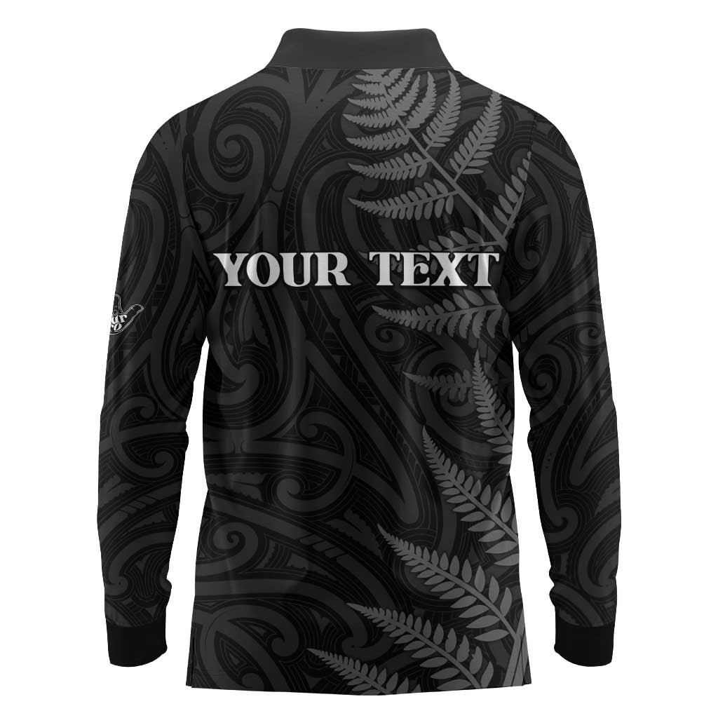 Personalised New Zealand Chur Bro Long Sleeve Polo Shirt Maori Koru With Silver Fern
