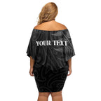 Personalised New Zealand Chur Bro Off Shoulder Short Dress Maori Koru With Silver Fern
