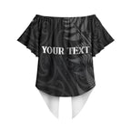 Personalised New Zealand Chur Bro Off Shoulder Wrap Waist Top Maori Koru With Silver Fern