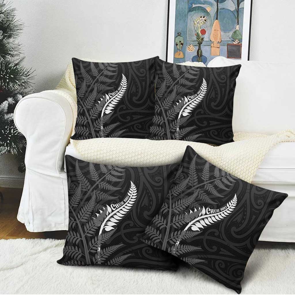New Zealand Chur Bro Pillow Cover Maori Koru With Silver Fern
