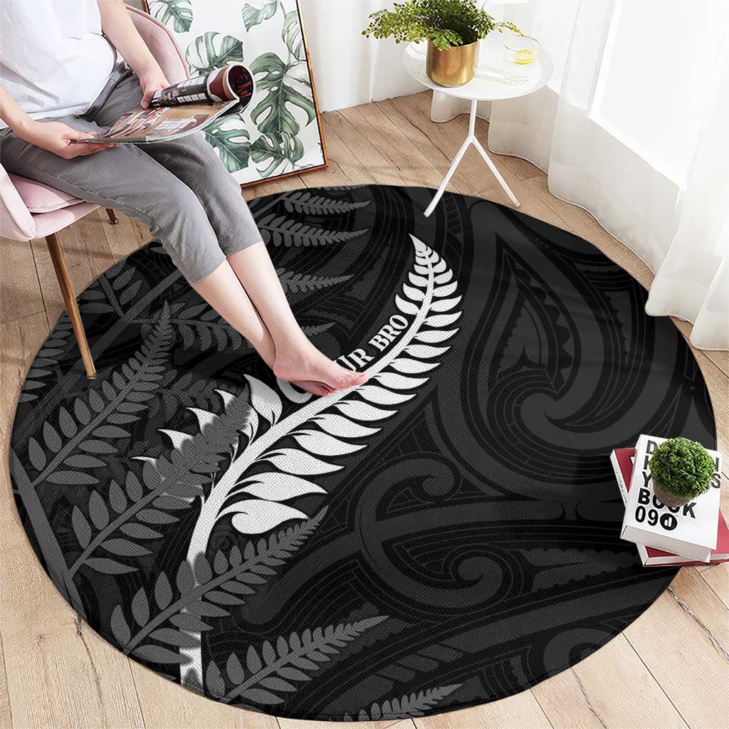 New Zealand Chur Bro Round Carpet Maori Koru With Silver Fern