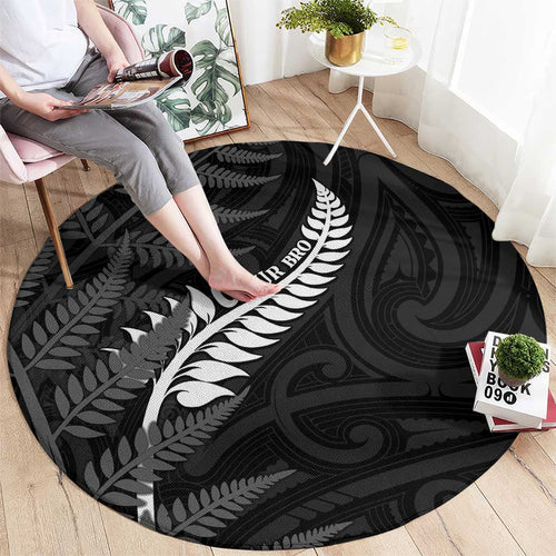 New Zealand Chur Bro Round Carpet Maori Koru With Silver Fern
