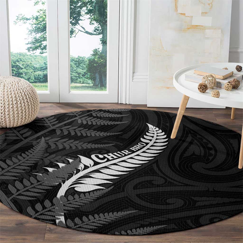 New Zealand Chur Bro Round Carpet Maori Koru With Silver Fern