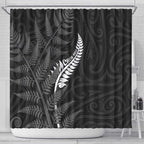 New Zealand Chur Bro Shower Curtain Maori Koru With Silver Fern